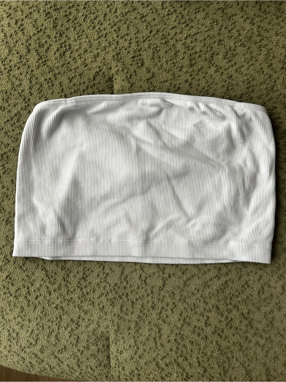 Abercrombie & Fitch White Ribbed Strapless Tube Top